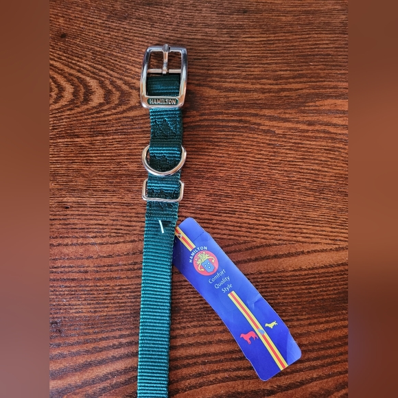 2 /$15  NEW  Hamilton Nylon Dog Collar with metal Buckle Size 18  Dark Green - Picture 4 of 7